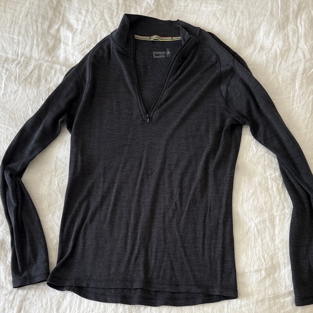 Smartwool Charcoal Quarter-Zip Long Sleeve Top